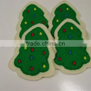 2017 4 Piece Christmas Tree Cookies Set Felt Play Food Made in China thumbnail-1