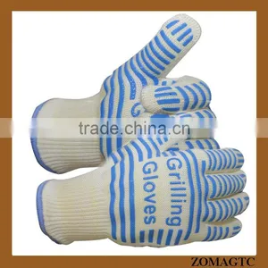 China Five Finger Heat Resistant Nomex Grill Gloves Silicone BBQ Gloves thumbnail-3