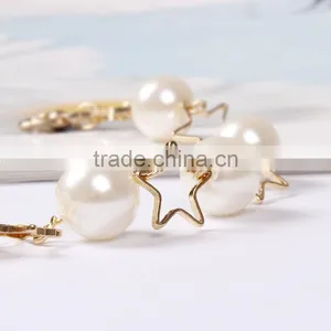 Gold Star Pearl Linked Bracelet Gold Chain Bracelet thumbnail-1