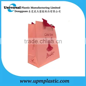 Customer Design Casa Rose Flexo Printing Blockbottom Red Softloop Handle pe Bag for Cloths thumbnail-1