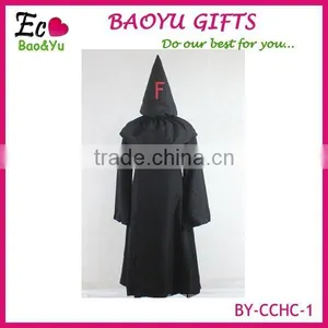 Halloween Black Death Large Party Long Black and Red Cloak Hooded Long Black Devil Cloak thumbnail-2