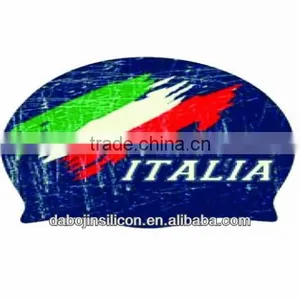 Italy Country Flag Patriotic Silicone Swimming Caps With CE/ROHS Certification thumbnail-1