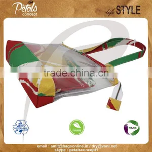See Through PVC / PP Laminated Jute Bag With Pouch thumbnail-3