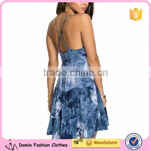 Fashionable Trend Tank Layered Women Sleeveless Cross Back Straps Mini Dress thumbnail-3
