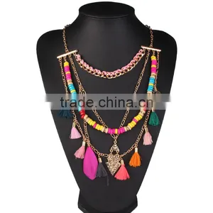 Multicolor Tassel Beads Chain Handmade Necklace thumbnail-1