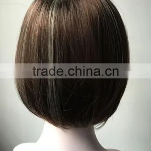 MGOO Short Bob Lace Front Wig Human Hair Party Wig Short Women Wig For Middle Age thumbnail-2