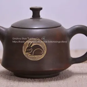 Pure Hand Carving Tea Pots Clay Teapot Rabbit Design Teapots Make in China thumbnail-1