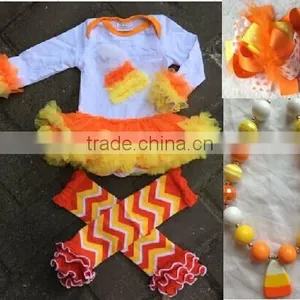 Halloween Baby Girls Candy Corn Romper Dress Romper Tutu Set Kids Clothes Baby Clothes Halloween thumbnail-1