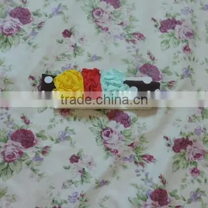 Back to School Flower Hairband Stripe Polka Dot Cotton Elastic Headband Ruffle Flower Kids Hairwear Wholesale thumbnail-3
