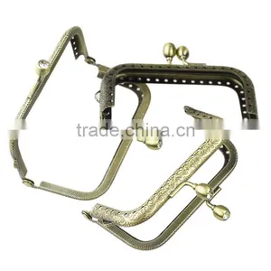 Metal Frame Kiss Clasp Arch For Handbag Purse Bag Antique Bronze Clear Rhinestone Ball Flower 9x6.3cm(Open:12x9cm),3Pc,Newest thumbnail-1