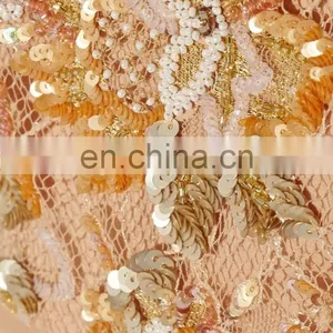 Fashion White Gold Bead and Sequin Embellished Dresses for Women, Silk Gown Evening Dress thumbnail-5