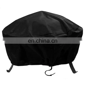 Heavy-Duty Weather-Resistant Round Fire Pit Cover With Drawstring and Toggle Closure thumbnail-1