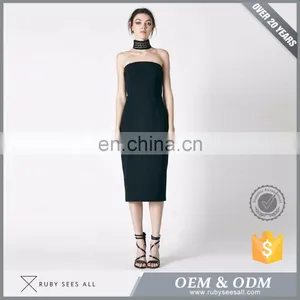 Womens Sleeveless Tight Plain Black Mini Skirt thumbnail-3