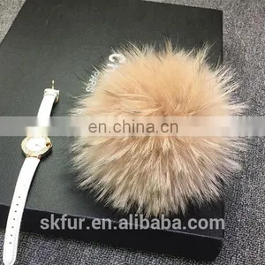 100% Real Raccoon Fur Pompom Keychain thumbnail-4