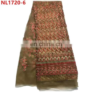 Newest French Lace Tulle Lace With Beads/high Quality Tulle Lace for African Parties thumbnail-6