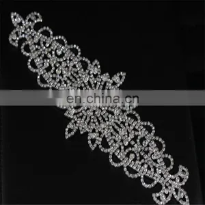 Popular Silver Bridal Sash Pearl Diamond Rhinestone Appliques for Wedding Dress thumbnail-1