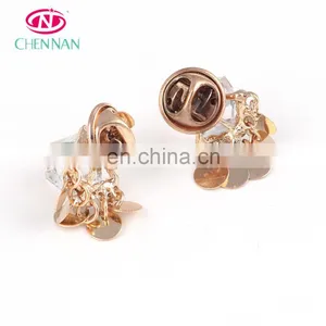 Glass Stone Button Costume Shirt Brooch for Clothing Collar Decoration Shiny Plating Golden thumbnail-3