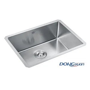 Guangdong Dongyuan Kitchenware 580×430×210mm Brushed Stainless Steel Rectangular Handmade Kitchen Sink Undermount (DY-HA101-584321-R10) thumbnail-1