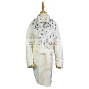 Wholesale Super Soft 100% Polyester Home Men Faux Fur Collar Luxury Bathrobe thumbnail-1