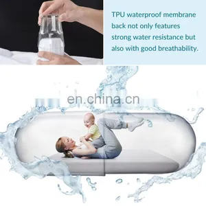 100% Polyester 39x75+15 Plain Water Proof Bed Protector Mattress Cover thumbnail-3