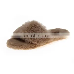 Factory Price Furry Slides Ladies Faux Fur Fleece Amazon Wholesale Hot Sale Fashion Open Toe Slippers Shoes thumbnail-1