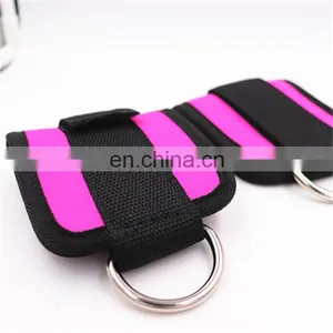Weightlifting Gym Workout Fitness Double D Ring Neoprene Padded Ankle Cuff Fitness Ankle Straps for Cable Machines thumbnail-6
