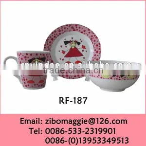 Wholesale Professional Porcelain Tableware for Children 3pcs Breakfast Set thumbnail-1