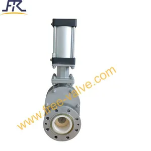 DN100 PN10 Pneumatic Full Ceramic Lined Double Disc Gate Valve thumbnail-3