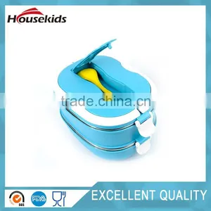 Stainless Steel Liner Double Bento Lunch Box Containers For Kids and Adults 1.8L Blue thumbnail-3