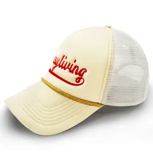 OEM Caps Factory Custom High Quality 5 Panels Trucker Caps Rope Colorful Foam Trucker Hats Embroidery Printed Logo thumbnail-5