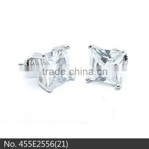 New Designs Earring Big Single Stone Jewelry Wedding Jewelry Earring for Unisex Gents 925 Silver Earring Charm thumbnail-1