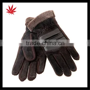 2016 Hot Selling Womens Warm Suede Gloves With Knitted Wrist thumbnail-2