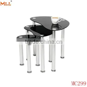 Modern Glass Top Chrome Sofa Side Table thumbnail-1