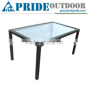 Rattan Kitchen Garden Portable Camping Outdoor Restaurant Dinning Glass Table thumbnail-1
