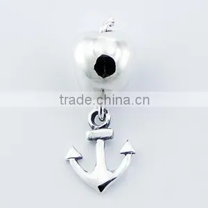Symbolic Sterling Silver Anchor And Apple Charm Beads thumbnail-1