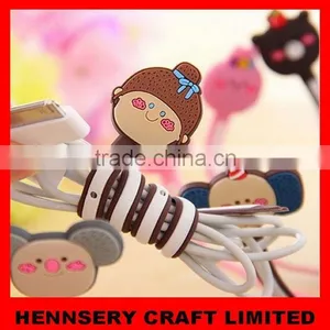 Customized Shape and Logo Soft Pvc Rubber Automatic Cable Winder thumbnail-1