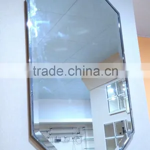 Polished Chrome Stainless Steel Framed Octagonal Wall Mirror thumbnail-1