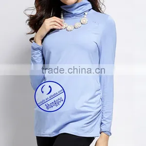Custom Spandex Cotton Turtleneck Maternity Tshirt thumbnail-3