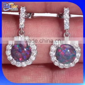 Fashion 925 Sterling Silver Stud Dangle Fire Opal Earring Wholesale thumbnail-4