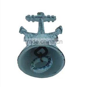 Nautical Dark Blue Whitewashed Cast Iron Anchor Hand Bell NBB 0021 thumbnail-2