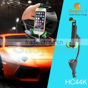 2016 High Quality Dual Usb and Cigarette Hole Car Mobile Phone Charger and Holder thumbnail-1