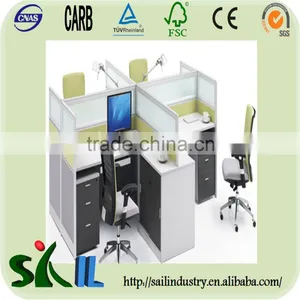 Modern Office Desks Four People Wood Computer Workstation thumbnail-3