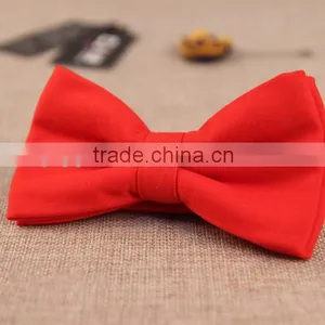 Cotton Solid Red Black Pre-Tied Bow Tie thumbnail-1