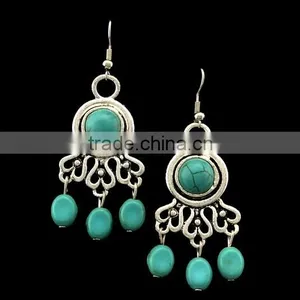 Gypsy Women Festival Jewelry Earrings Tibetan Silver Plated Round Beads Ear Hook thumbnail-1