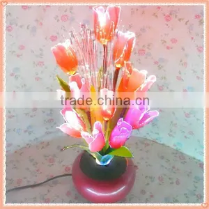 Plastic Flower With Fiber Optic Lights / Chinese Pink Tulip With Lights thumbnail-1