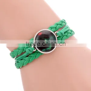 2016 Marilyn Monroe Picture Charm Bronze Color Infinity Cute Charm Leather Glass Cabochon Bracelet thumbnail-3
