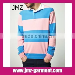 Long Sleeve Mens Stripe Polo Shirts OEM thumbnail-1