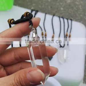 Natural Rock Clear Crystal Obsidian Amethyst Smoky Quartz Gemstone Point Crystal Pendant thumbnail-3