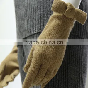 Women's Pure Cashmere Skintight Winter Gloves With Bowknot thumbnail-6