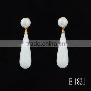 Fancy Design Gold Earring for Party Girls Imitation White Shell Earring With Price thumbnail-1